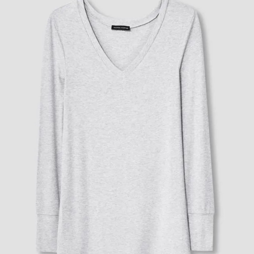 Foundation L/S VNeck Tee Heather Grey Sz S (14,16)